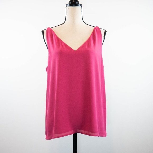Express Tops - Express Pink V-Neck Cross Back Tank Size L